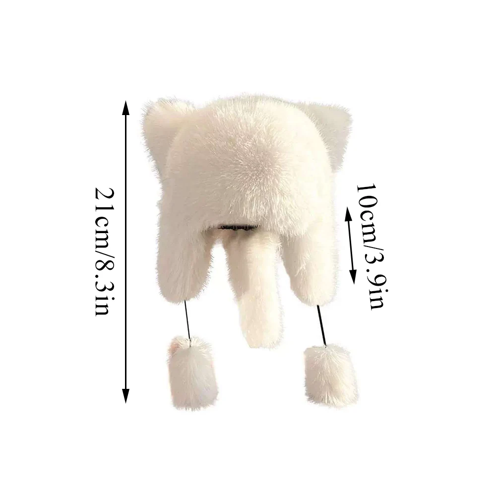 Kobiety Zimowe Ciepłe Śliczne Futro Lisa Imitacja Norek Pluszowa Czapka Zagęszczony Śliczny Niedźwiedź Ucho Japoński Bomber Hat Ochrona Uszu Czapka
