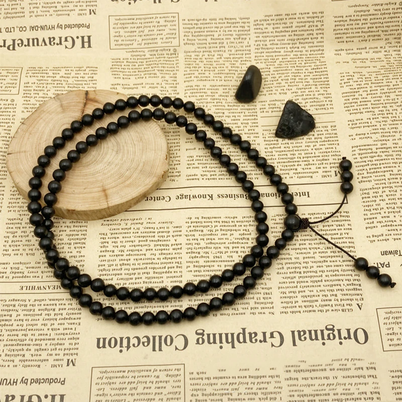 

CHENYISHI 50%-70% Carbon Shungite Beaded Necklace Chakra Bracelet Stainless Steel Accessories Pendant Jewelry Gift