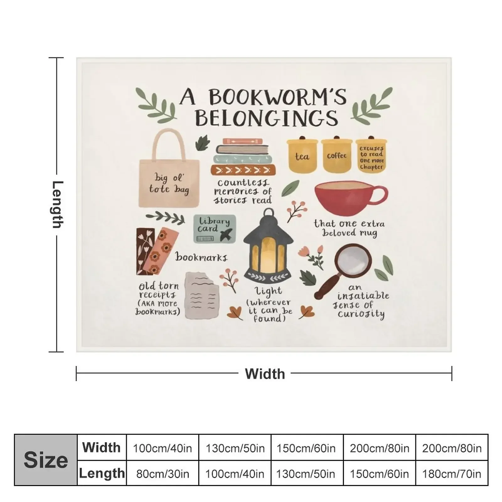 A Bookworm's Belongings Throw Blanket halloween Hairy Blankets For Sofas Bed linens Blankets