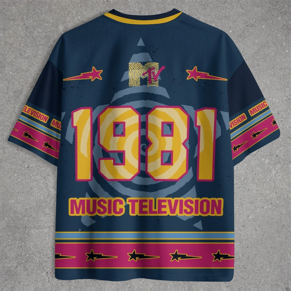Men Retro 80s Music Jersey T‑Shirt, Vintage Pop Art Comic 3D All‑Over Print V‑Neck Short Sleeve Top,Streetwear Party Novelty Tee
