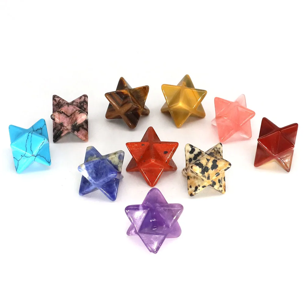 

15mm Natural Crystal Stones Merkaba Star for DIY Jewelry Chakra Wiccan Reiki Healing Energy Protection Decoration Mineral Statue