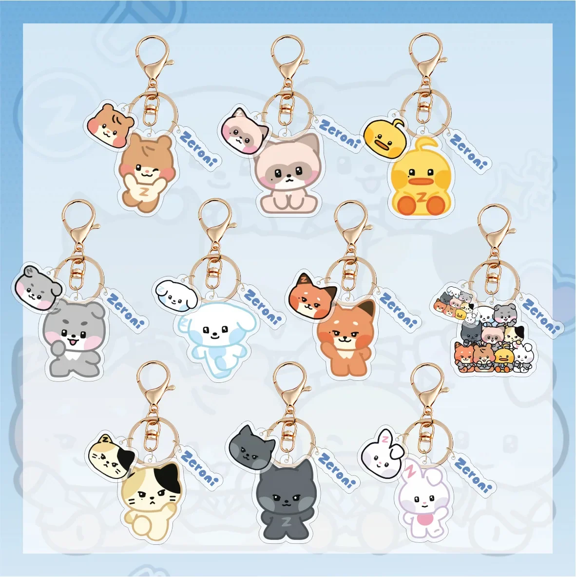 Kpop ZB1 Acrylic Keychain Zeroni Cartoon Cute Pendant Bag Accessories Key Ring ZEROBASEONE ZhangHao Ricky Fans Collection Gift