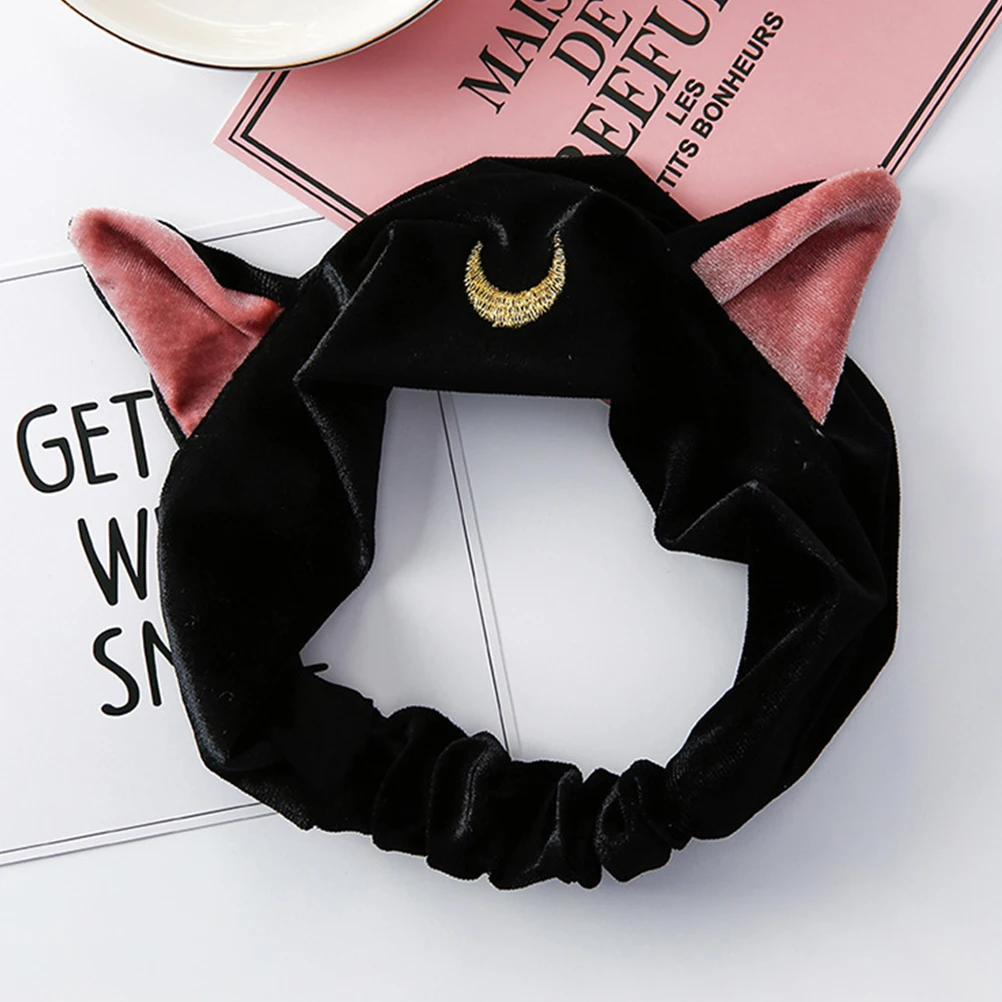

Cat Ears Headband Hair Bands Lovely Adjustable Hoops Makeup Premium Cloth Breathable Comfortable Water Absorbing One Size Fits