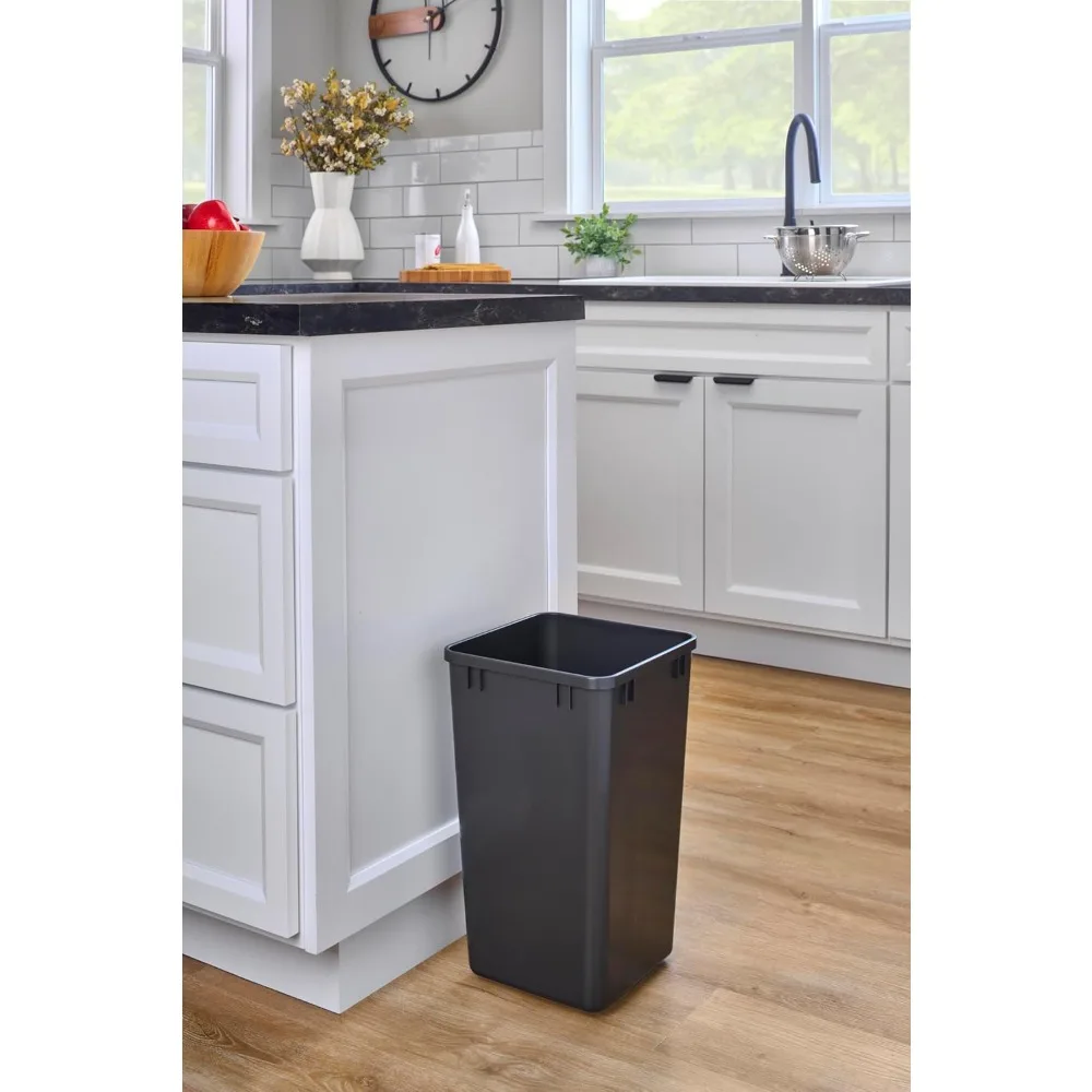 

Polymer Replacement 27 Quart Trash Bin Recycle Waste Garbage Container for Kitchen Cabinet Pullouts, Black,