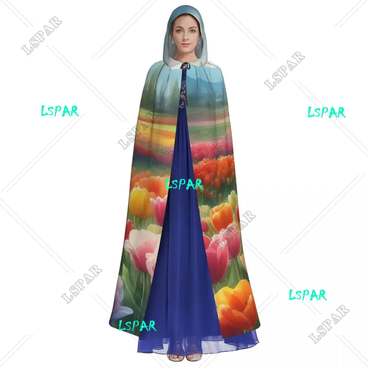 Tulips Flowers Field Of Tulips Colorful Tulips Tulip Garden Long Hooded Cloak Witch Cosplay Cape HalloweenVampire Adult Unisex