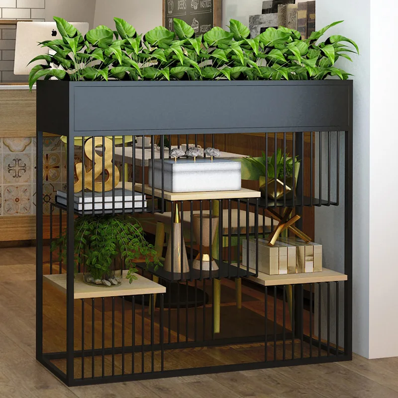 Loft industrial wind partition flower stand green dill balcony decorative frame floor rack flower slot flower rack multi-layer