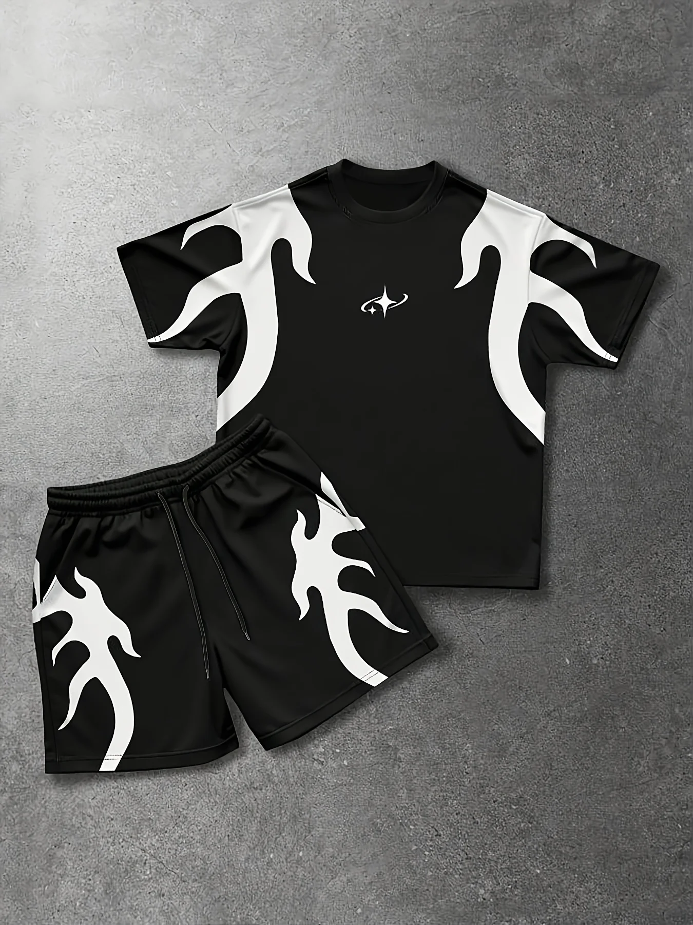 2026 Summer American Men's T-shirt Set for Outdoor Sports Fa