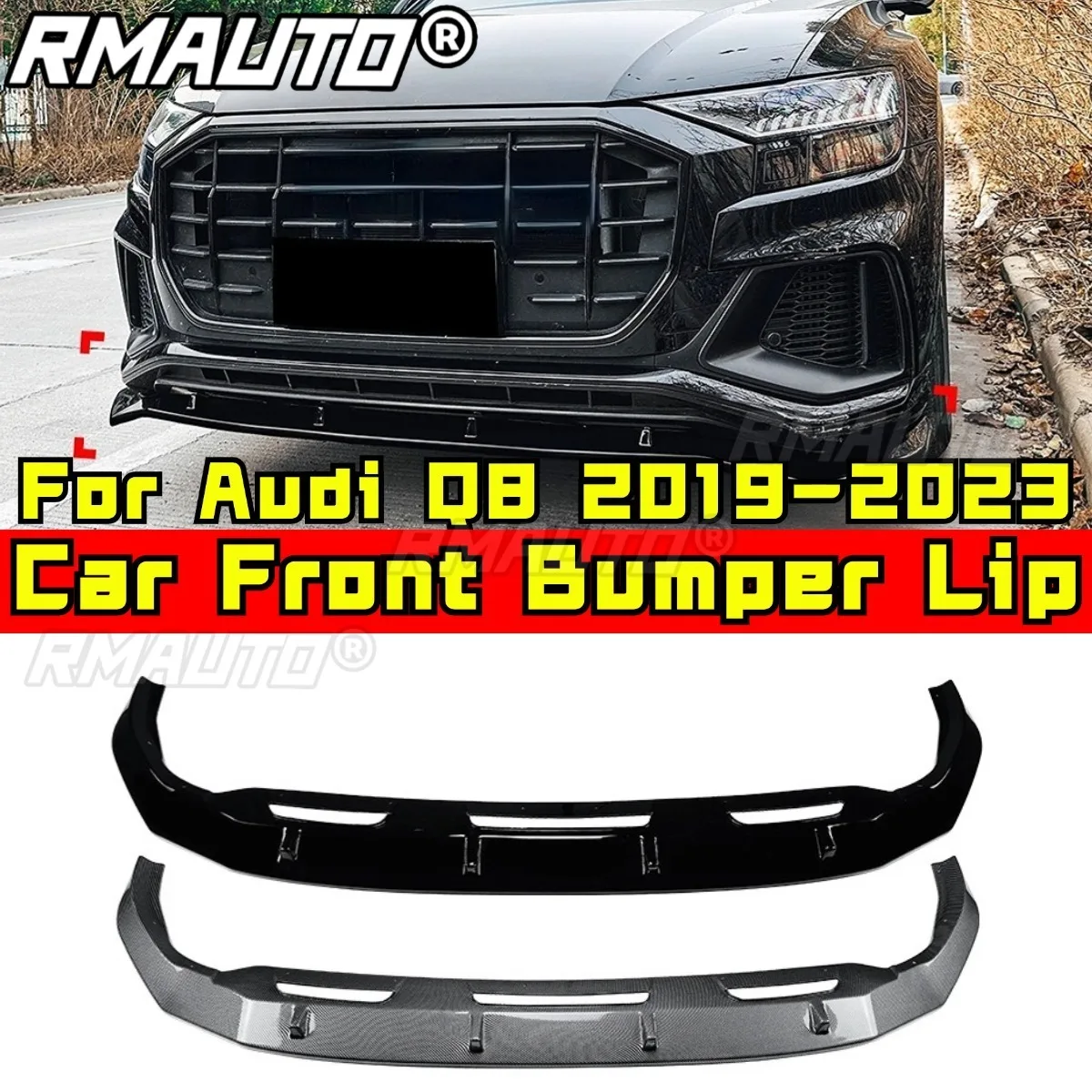 

For Audi Q8 Car Front Bumper Lip Kit Front Bumper Guard Protector Cover Apron For Audi Q8 SQ8 Sline 2019-2023 Modification Part