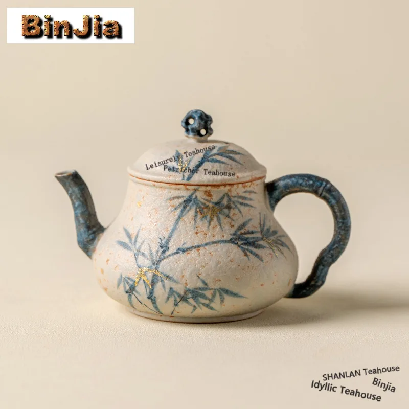 

110ml Hand-painted Bamboo Teapot Zen Tea Infuser Pot Tea Soaking Kettle with Strainer Oolong Tea Drinkware Supplies Decoration