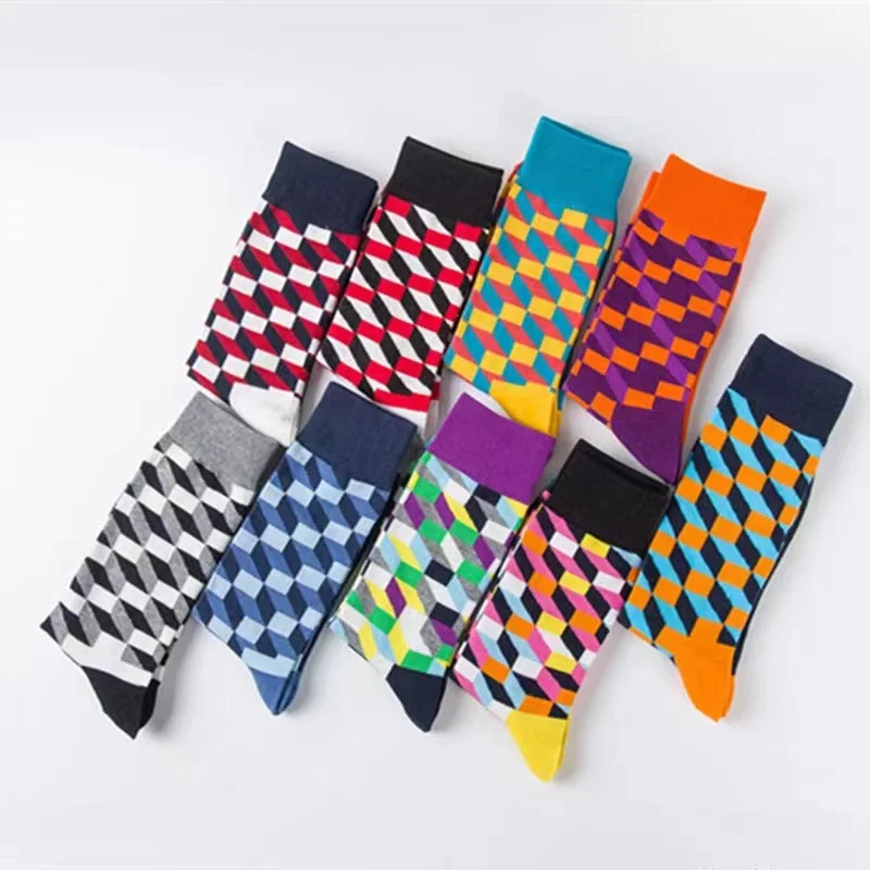 5/10 Pairs Lot Pack Set Men Women Business Classic Socks Lover Christmas Cartoon Funny Geometric Happy Cotton Socks High Quality