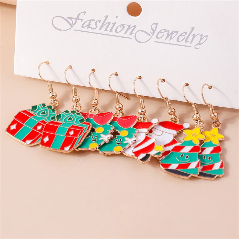 لطيف المينا سانتا كلوز أقراط الأيائل ثلج انخفاض الأقراط للنساء الفتيات هدايا مجوهرات حفلة عيد الميلاد #4