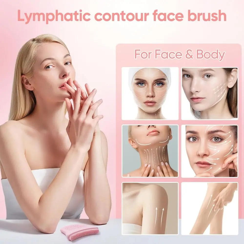 Upgraded New Silicone Lymphatic Contour Face Brush Washable Ultra-soft Skin Sculpting Tool Portable Manual Massage Tool