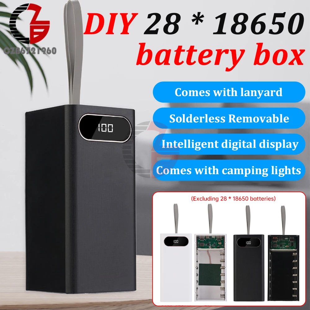 28x18650 Battery Storage Box Flashlight Battery Charger Box Power Bank Holder Mobile Power Solder Free kit Battery Shell Storage