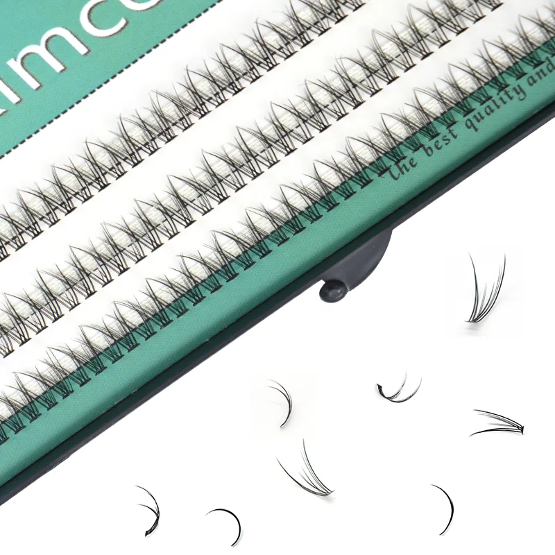 KIMCCI 120PCS  Natural Fan Eyelashes High Quality Fish Tail Silk False Eye Lashes C/D Curl Dovetail Fly Eyelash Extension Makeu