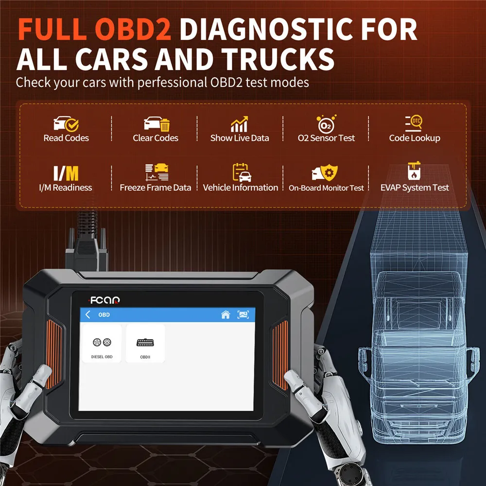 Fcar F802 Heavy Duty Truck Scanner DPF Regeneration All System Diagnostic Scan Tool Diesel OBD2 Scanner for Cummins, Caterpillar