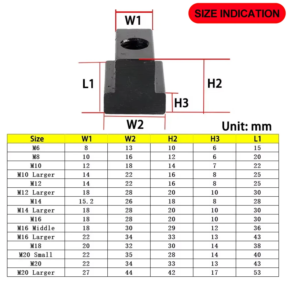 M6 M8 M10 M12 M14 M16 M18 M20 T-nut DIN508 Grade 10.9 Carbon Steel T-Slot Nut Block Slot Slider Nuts Clamp Table Milling Machine