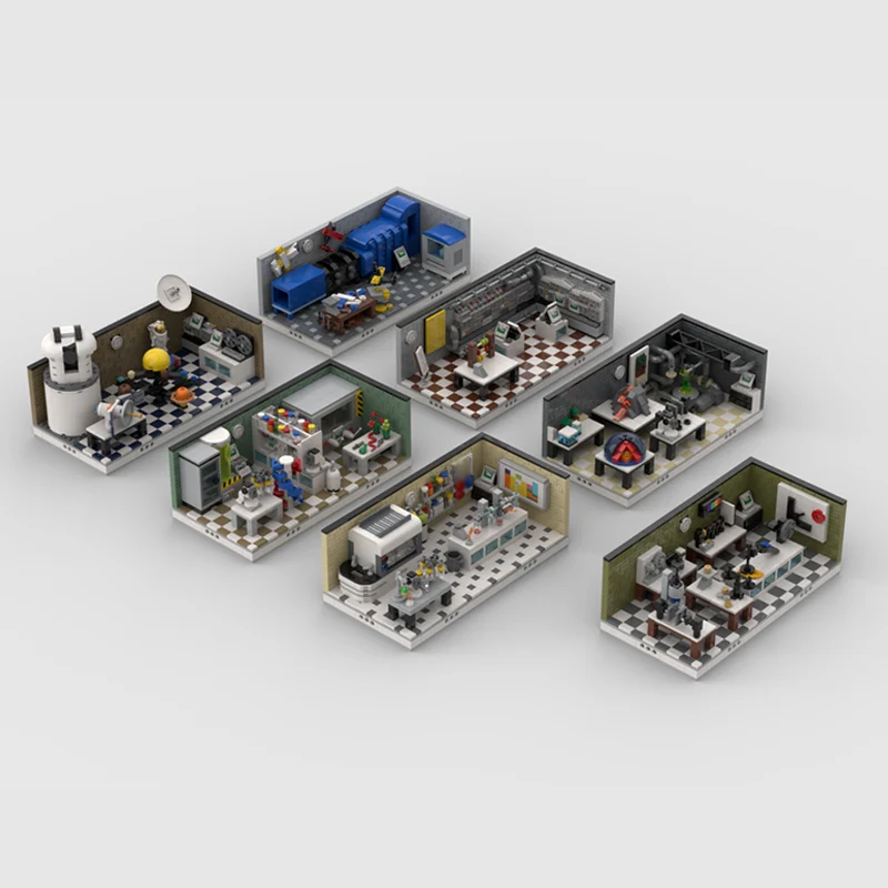 Modello di Scena Urbana MOC, Mattoncini da Costruzione, Scena di Laboratorio, Tecnologia Modulare, Regalo per Bambini, Giocattoli da Assemblare