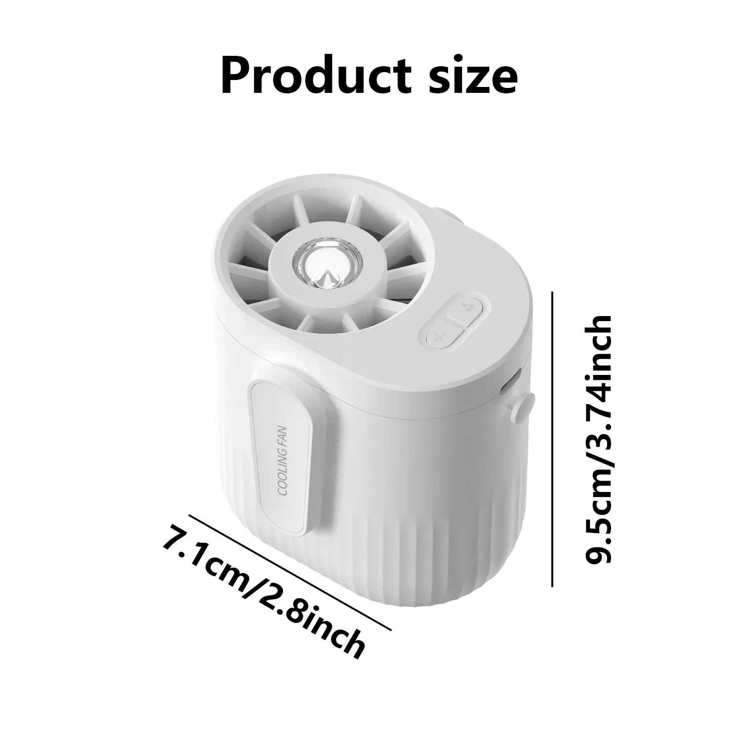 مشبك مروحة خصر محمول على الحزام، مروحة شخصية، 3 سرعات قابلة لإعادة الشحن، مصباح يدوي، مروحة تبريد للتخييم، في الهواء الطلق