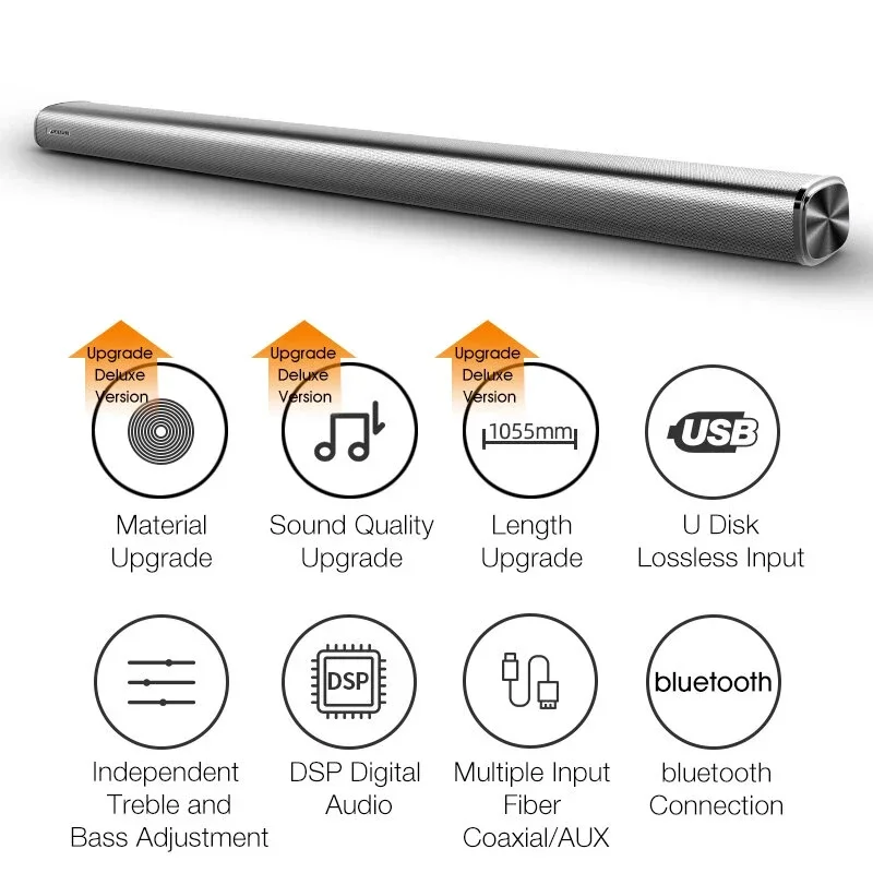 사운드바 홈 시어터 TV 오디오 5.1 Bluetooth Dsektop 스피커 80W 고출력 거실 벽걸이형 원격 제어 완전