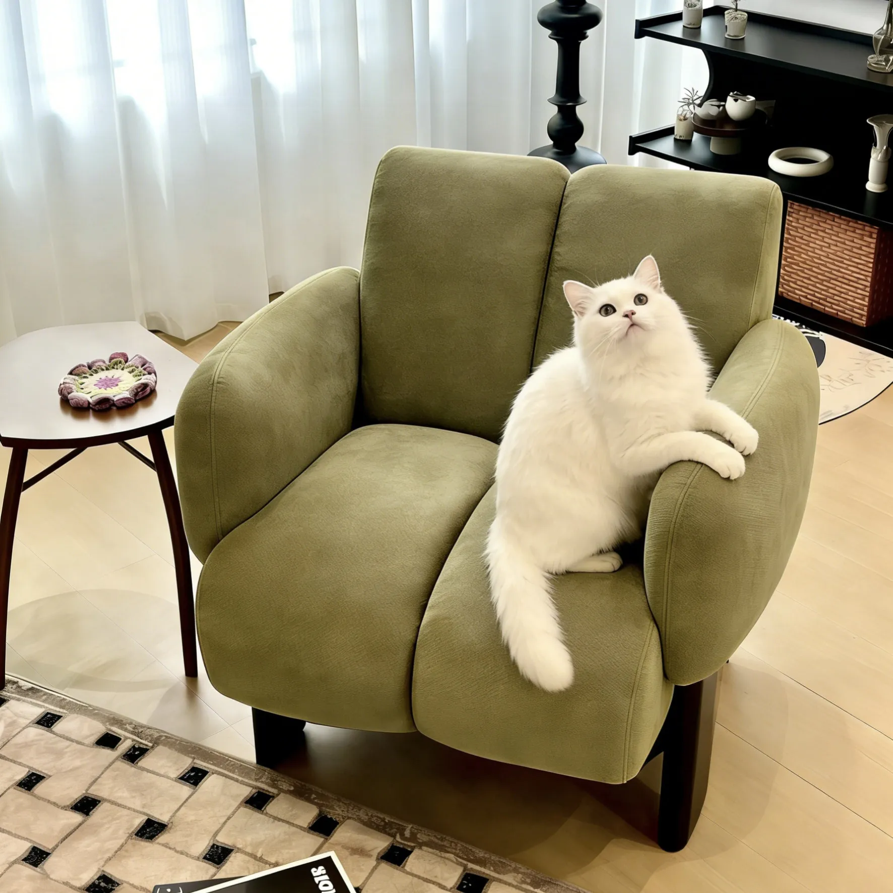 French single sofa chair, fabric high-density sponge, living room, balcony, bedroom