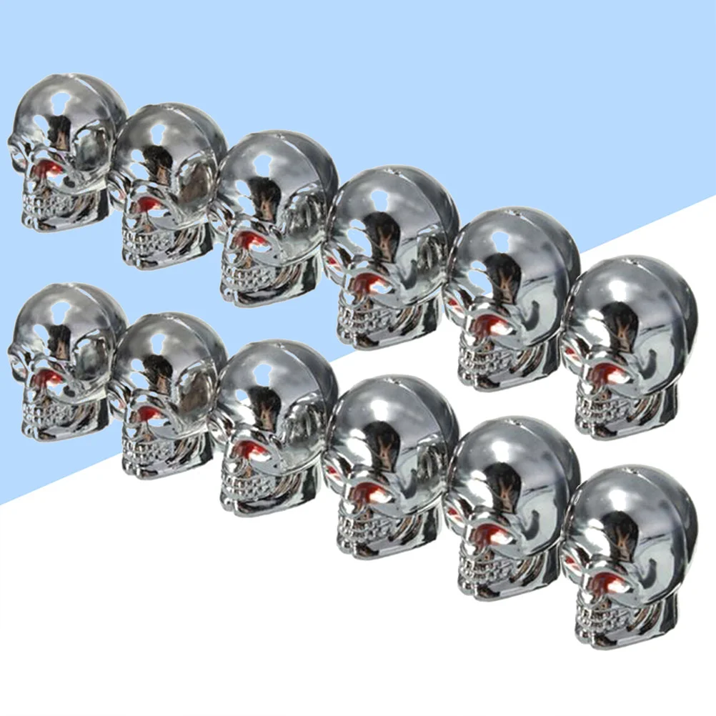 

12 Pcs Valve Caps Car Tyre Pressure Monitor Truck Accessories Automobile Tire Tires Air Stem Skull