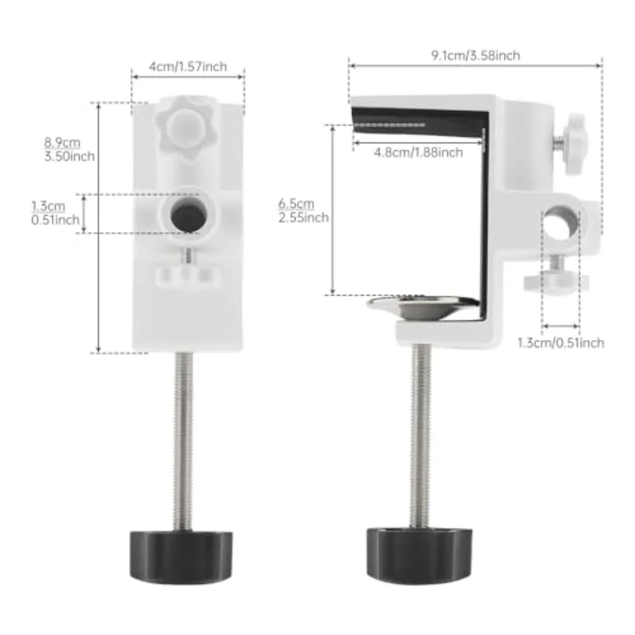 Desk Lamp Clamp, 1/2 Inch 4 Hole Metal Table Mounting Clamp, Universal C Clamp for Magnifying Light/Microphone/Boom Scissor Arm
