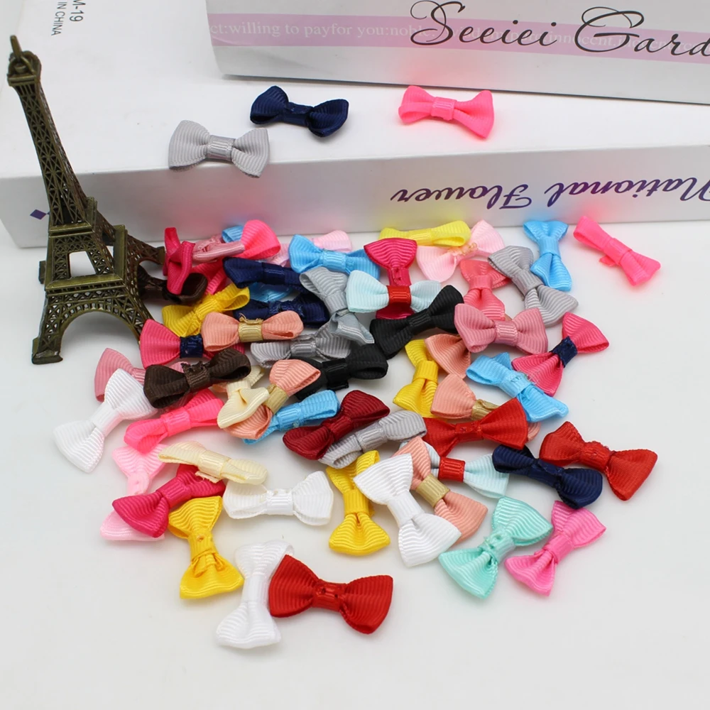 50/100pcs 15mm-30mm Mini Ribbon Bow Tie noeud ruban satin Small Satin Ribbon Bows Flower Appliques Craft