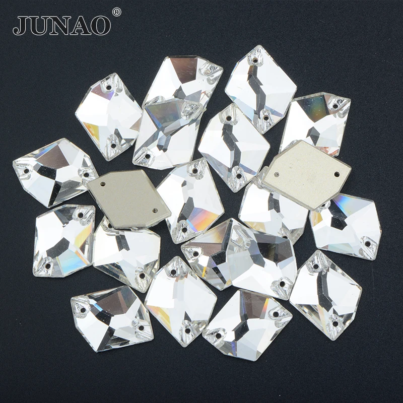 JUNAO 13x17mm 11x14mm 17x21mm Sewing K9 Cosmic Glass Rhinestone Appliques Sew Flatback Crystal Strass For Clothes Decoration