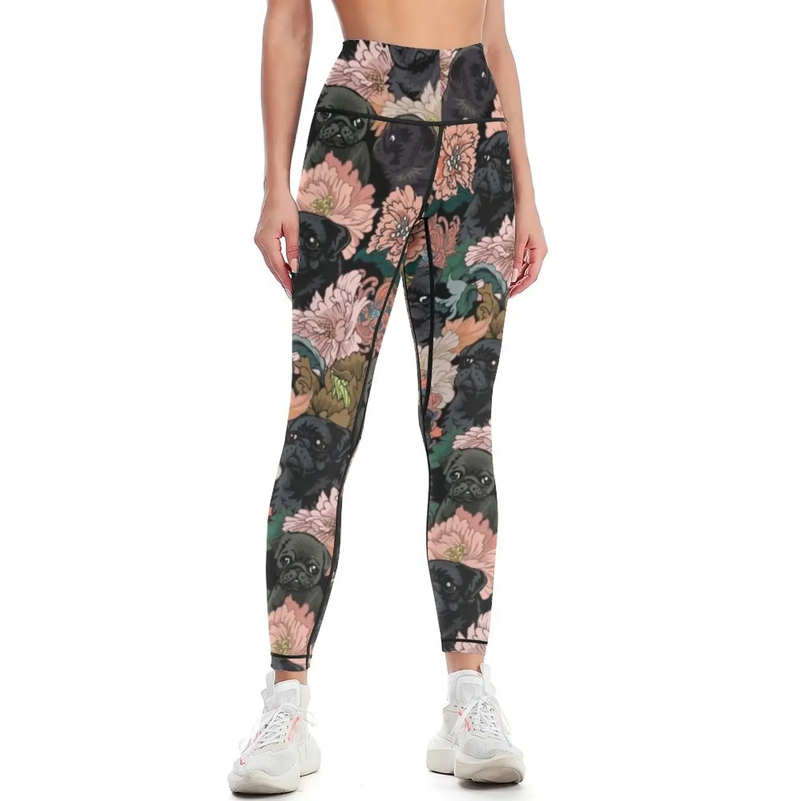 Because Black Pug Leggings high waist Leginsy push up legging pants raises butt for girls Womens Leggings