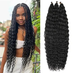 Ocean Wave Crochet Hair Extensions pour femmes noires, Tressage synthétique, Cheveux bouclés, Long, Deep Wave, 32 po, 3 paquets