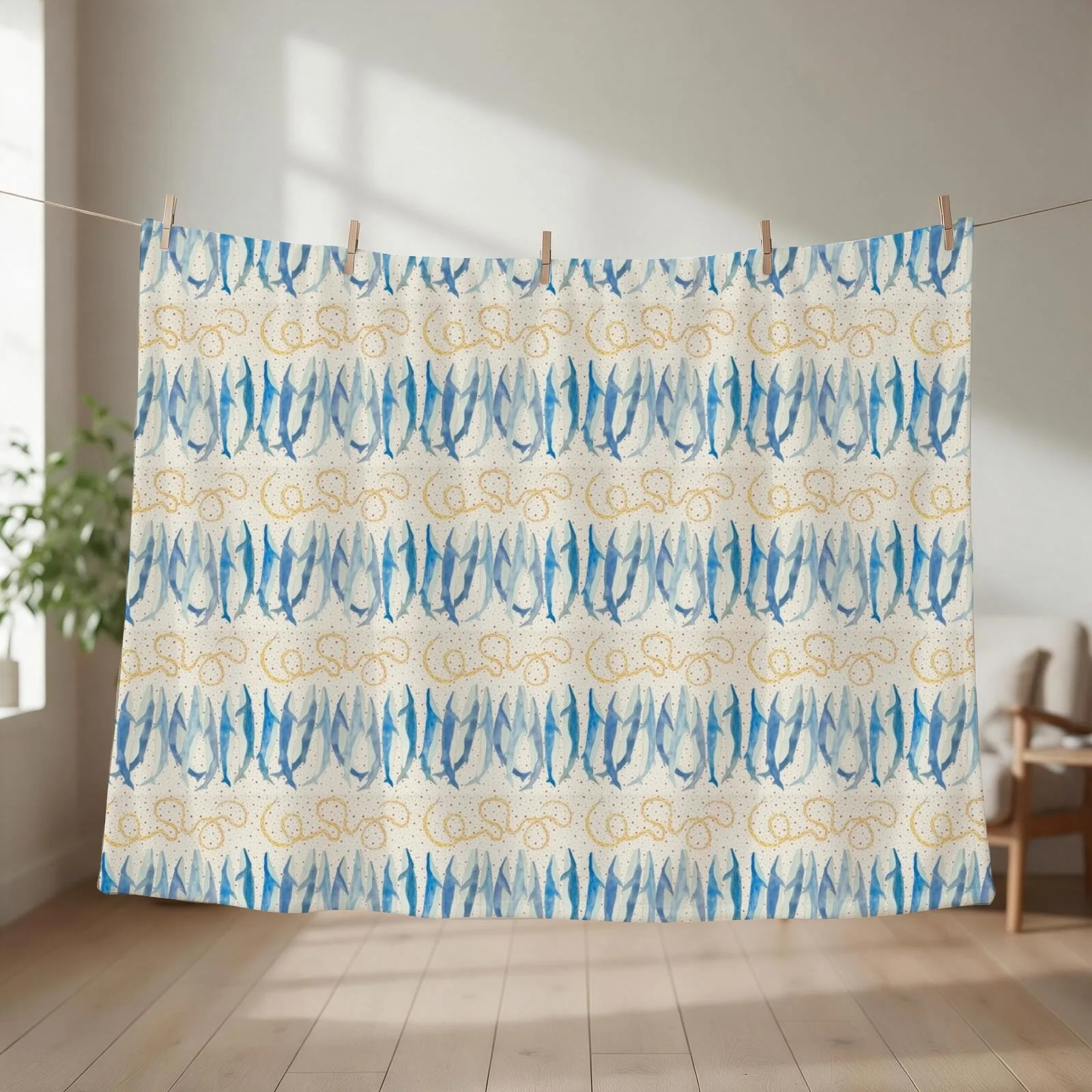 Fin Whales Praying Throw Blanket couch cozy soft plush fuzzy picnic outdoor blanket