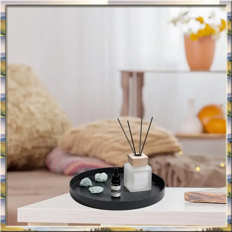 

DHDL Round Tray With 4 Magnetic Candle Stand Movable Candle Holder Decorative Candlestick Holder For Home Desktop Decor