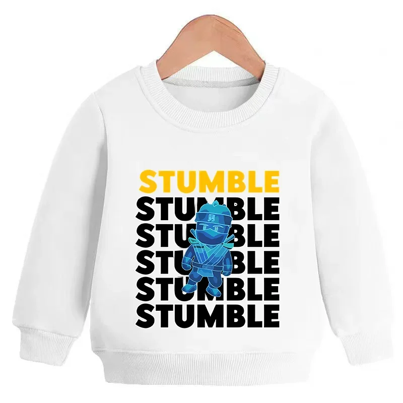 Stumble Guys Children Sweatshirt Floral Bow Print Tops Long-sleeved Loose Fashion Baby Girls Clothes Autumn Winter Kids O-neck