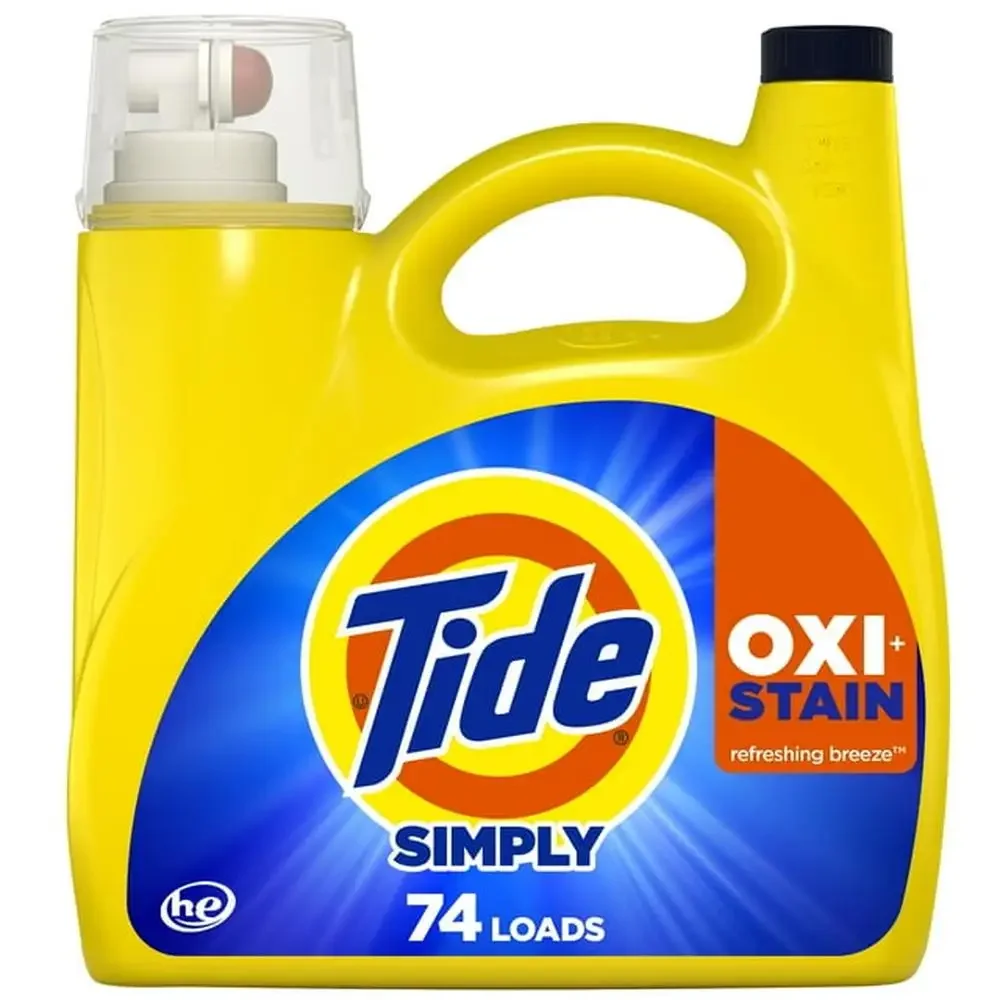 Ultra Powerful Tide Simply OXI Boost Detergente para Lavanderia, Liberação Ultra Mancha, 99% de Remoção, Refrescante, 74 Cargas, 105 oz