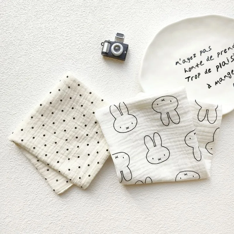 

New Kawaii Miffy Rabbit Cartoon Gauze Handkerchief Pure Cotton Drool Towel and Portable Face Wash and Shower Towel Sweat Wipe