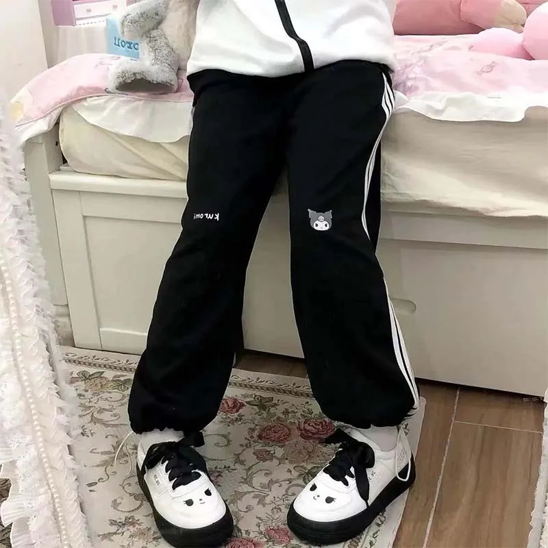 Sanrio Sweat Suit Kuromi Kawaii Leisure Outerwear Sport Pants Student Loose Clothing Sets Fresh Sweet Clothes Girl Birthday Gift