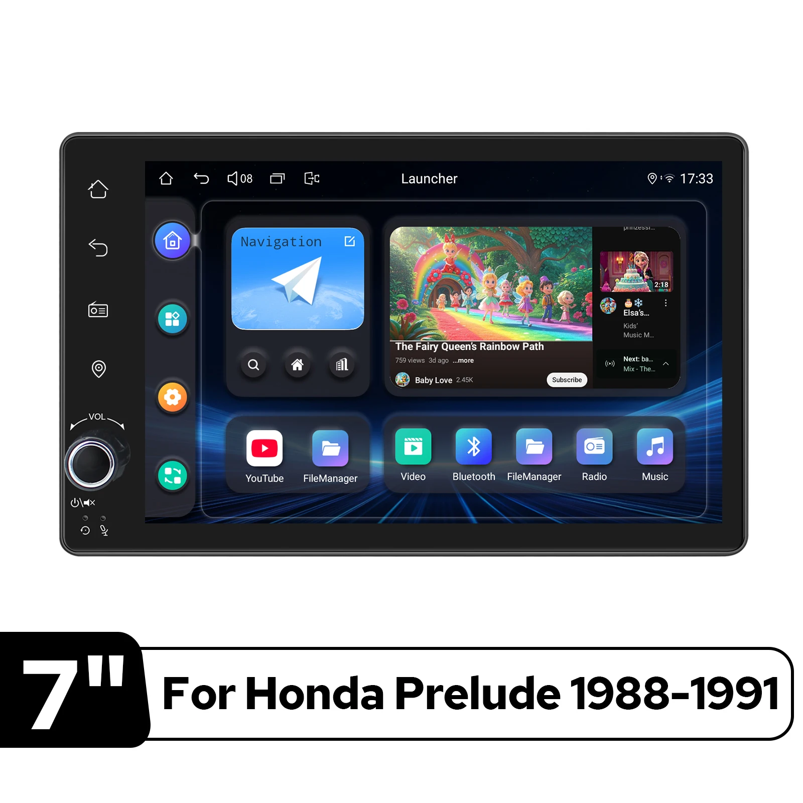 JOYING 7 Inch Car Stereo Radio for Honda Prelude 1988-1991 1280x800 Wireless CarPlay Android Auto Plug&Play Android Head Unit
