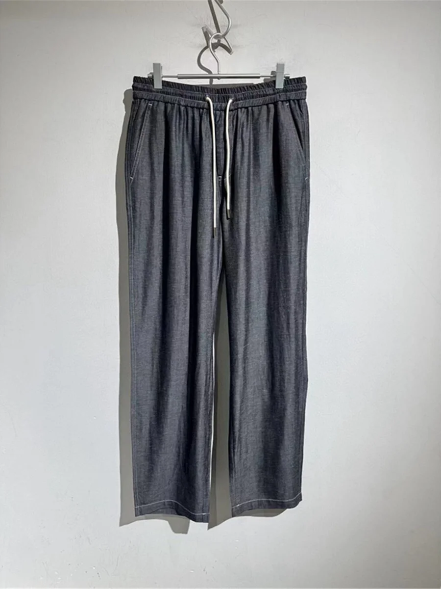 

Drape and breathable 25 spring new elastic elastic waist loose Tencel linen straight casual pants