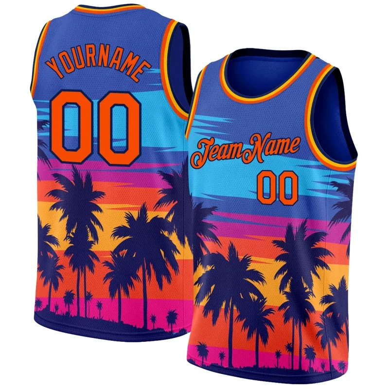 Customized Name Numbers Pattern Tank Tops Men Hawaiian Fruit Coconut Tree Basketball 3D Print Tees Summer Sports O-Neck Vest Top