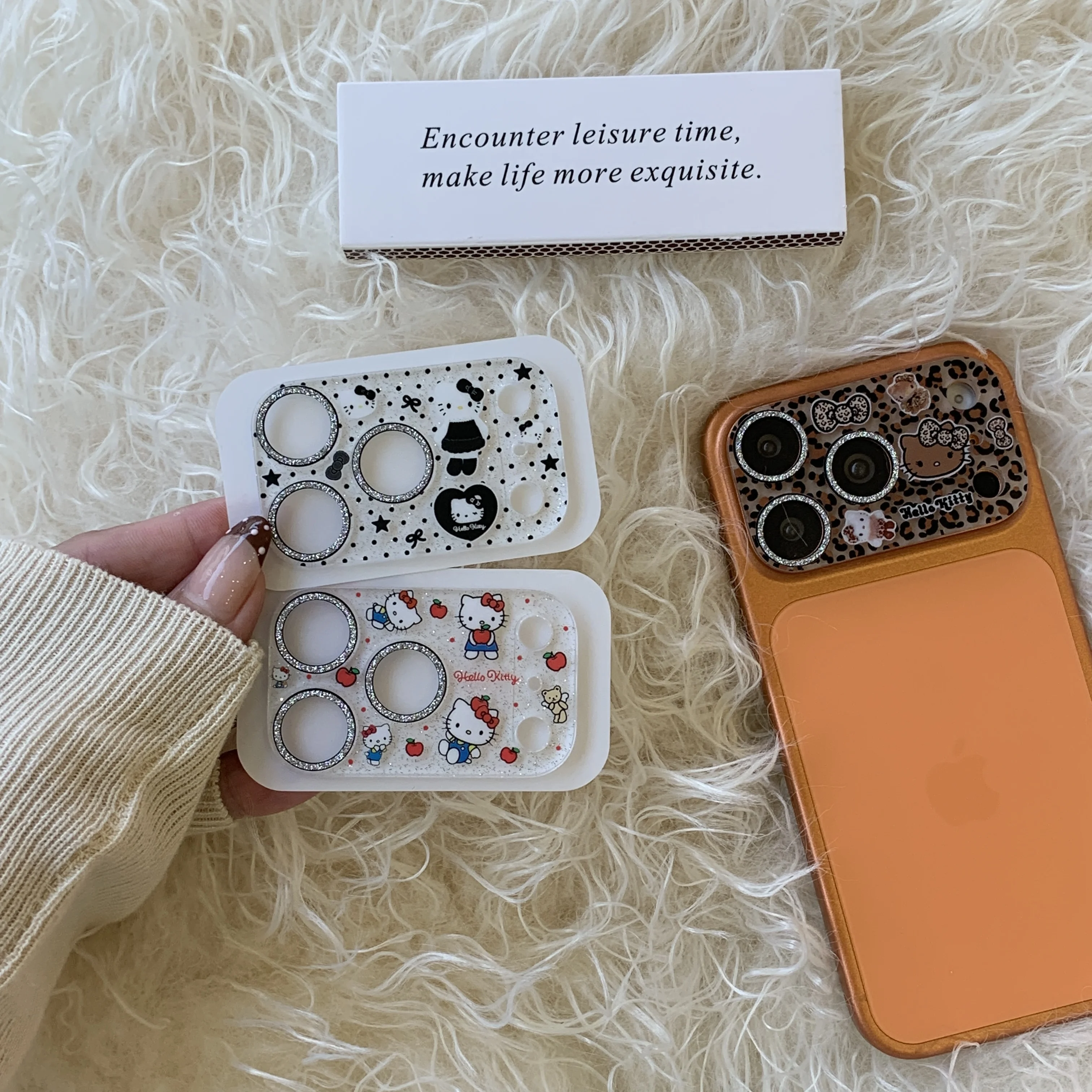 ثلاثية الأبعاد الكرتون كيتي الماس عدسة الكاميرا طبقة رقيقة واقية مناسبة آيفون 17 برو ماكس 16 15 14 13 بروماكس الغطاء الخلفي عدسة صغيرة الزجاج