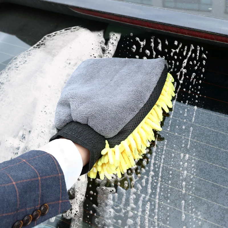 Thicken Car Microfiber Washing Gloves Soft Chenille Cleaning Glove Water Absorbtion  Brush Gloves for Car Detailing Care Clean