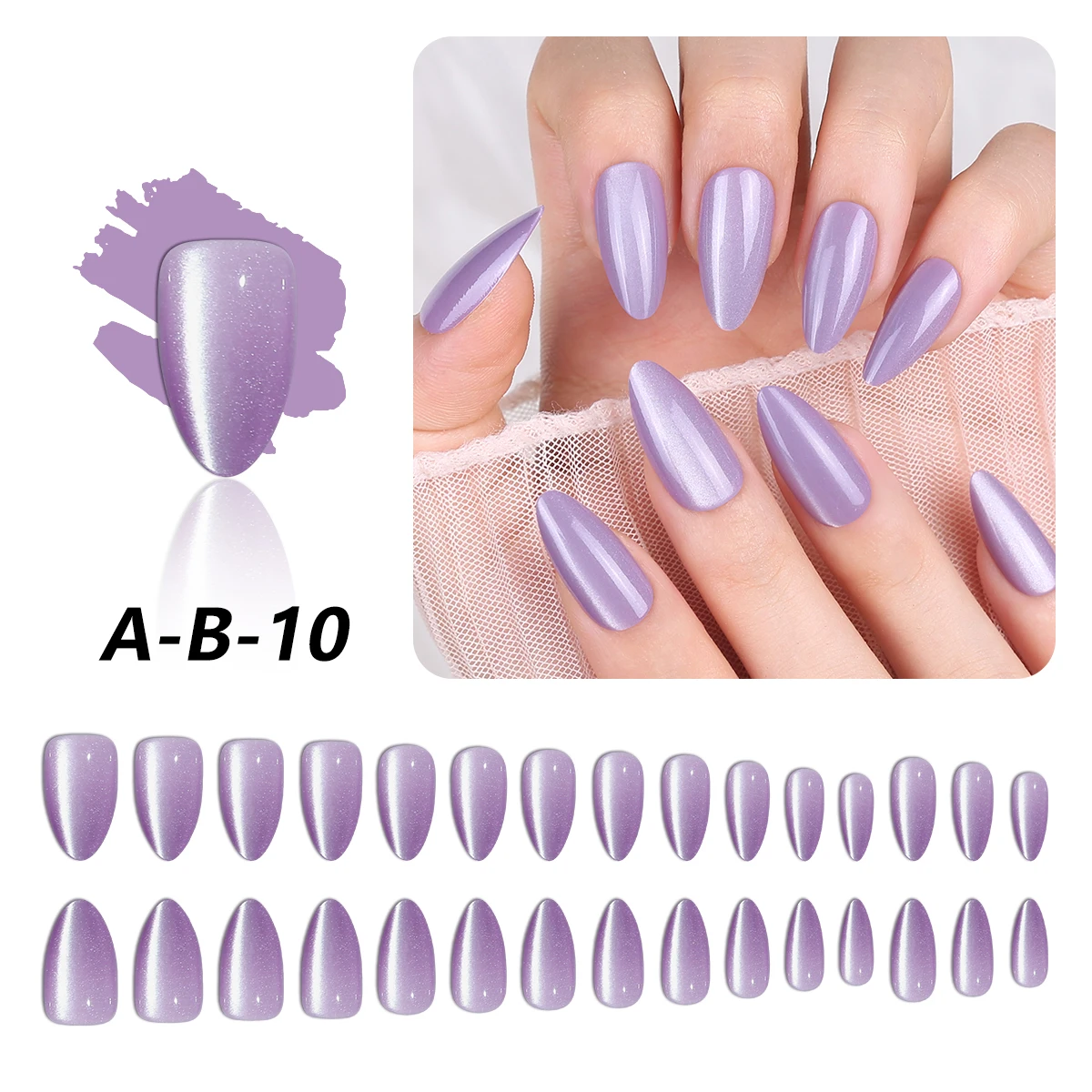 Unhas falsas 30 peças adesivos de unhas 2025 tendência de verão lavanda ombre arte de unha glitter céu estrelado design diy adesivos de manicure