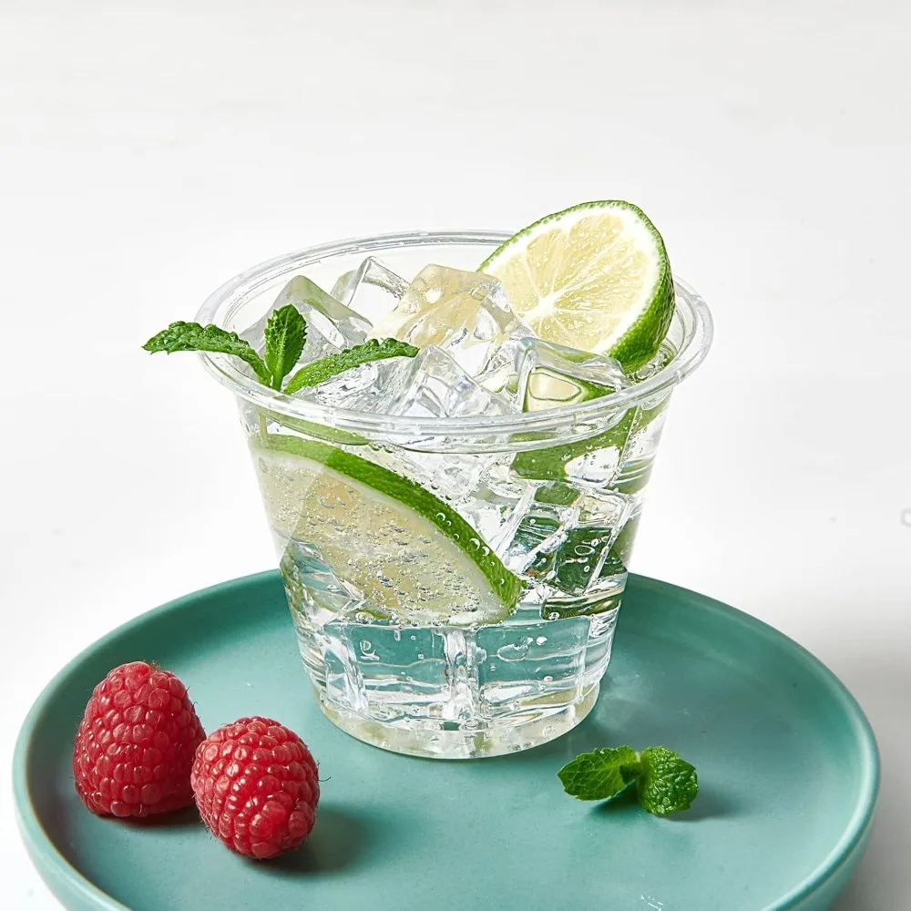 Disposable Clear Fruit Salad Cups, Transparent Packing Cups for Picnic Camping, Takeaway Nuts Snacks Fruit Cut Container