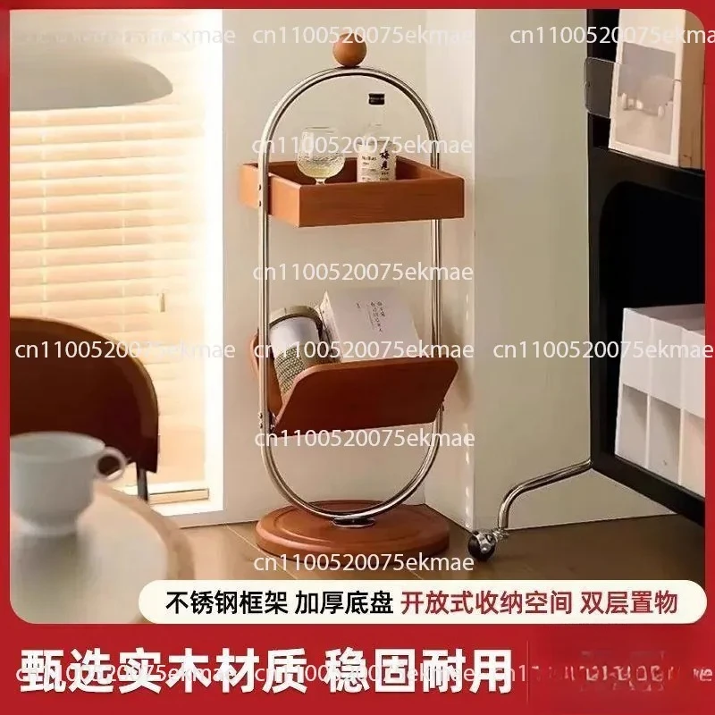 High-end Side Few Solid Wood Storage Shelf Designer Art Corner Few Double-layer Creative Small Apartment Coffee Table