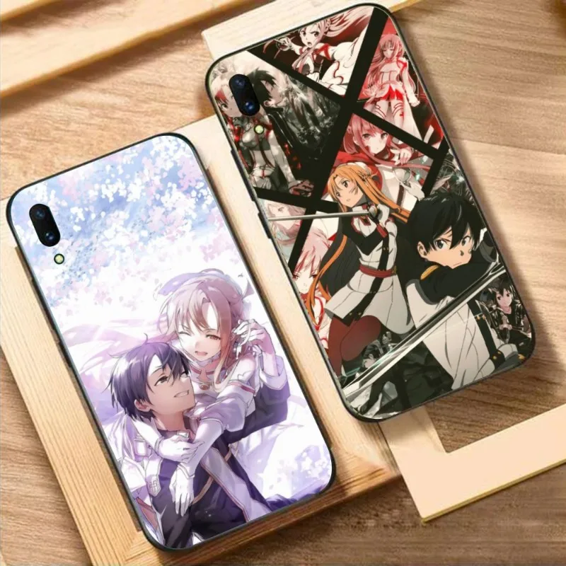 SAO Kirito Asuna Smart Phone Case for Huawei Mate 40 30 20 10 Pro Lite Nova 9 8 5T Y7p Y7 Black Soft Phone Cover Funda