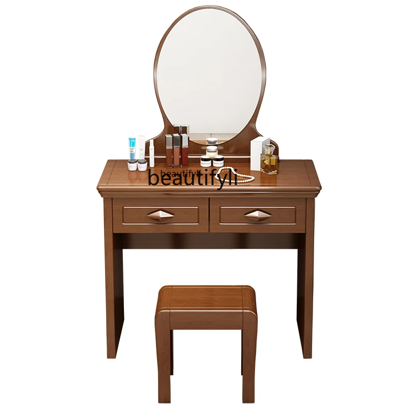 

Solid Wood Dresser Chinese Functional Dresser with Dressing Stool Storage Bedroom Makeup Table