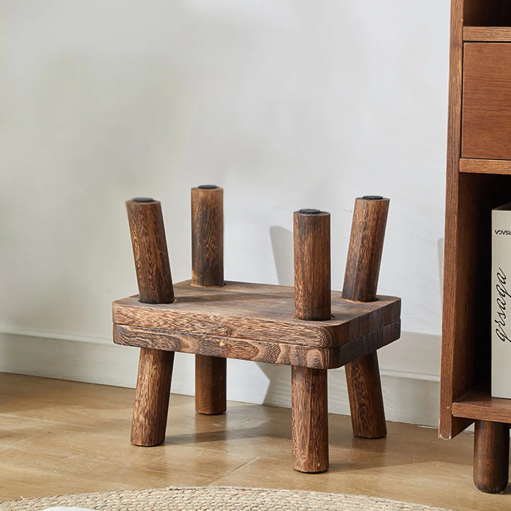 

Solid Wood Stool Small Rectangular Step Stools for Adults Kids Bedroom Kitchen Foot Stool Wooden Shoe Changing Home Use
