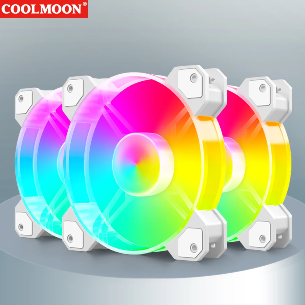

12cm Chassis Cooler Radiator 16LED Lamp Beads Silent Cooling Fan 5V 3PIN ARGB 12V 4PIN PWM Speed Regulation for Desktop Computer