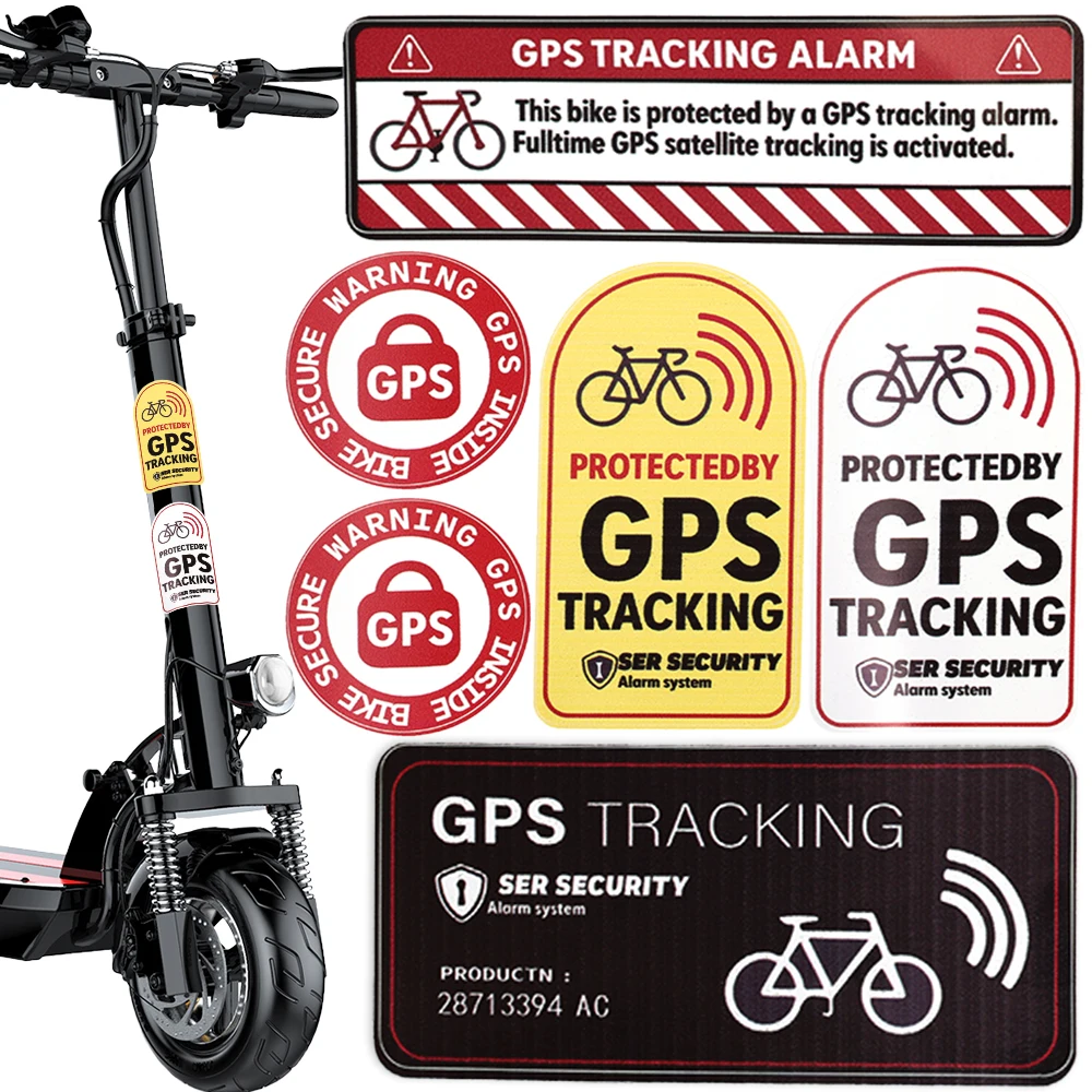 3sets of Bicycle GPS Reflective Stickers Scooter Anti-theft Positioning Tracking Warning Stickers Waterproof Bicycle Accessories