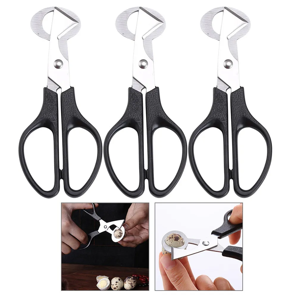 Tijeras para huevos de acero inoxidable, herramientas multiusos para cortar cáscaras de huevo, herramientas portátiles para huevos de codorniz y paloma, 3 uds.